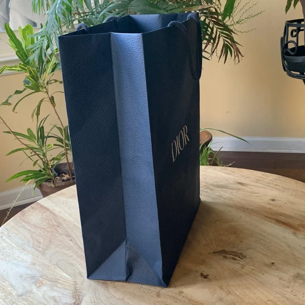 DIOR Navy Paper Shopping Bag with Silver Logo